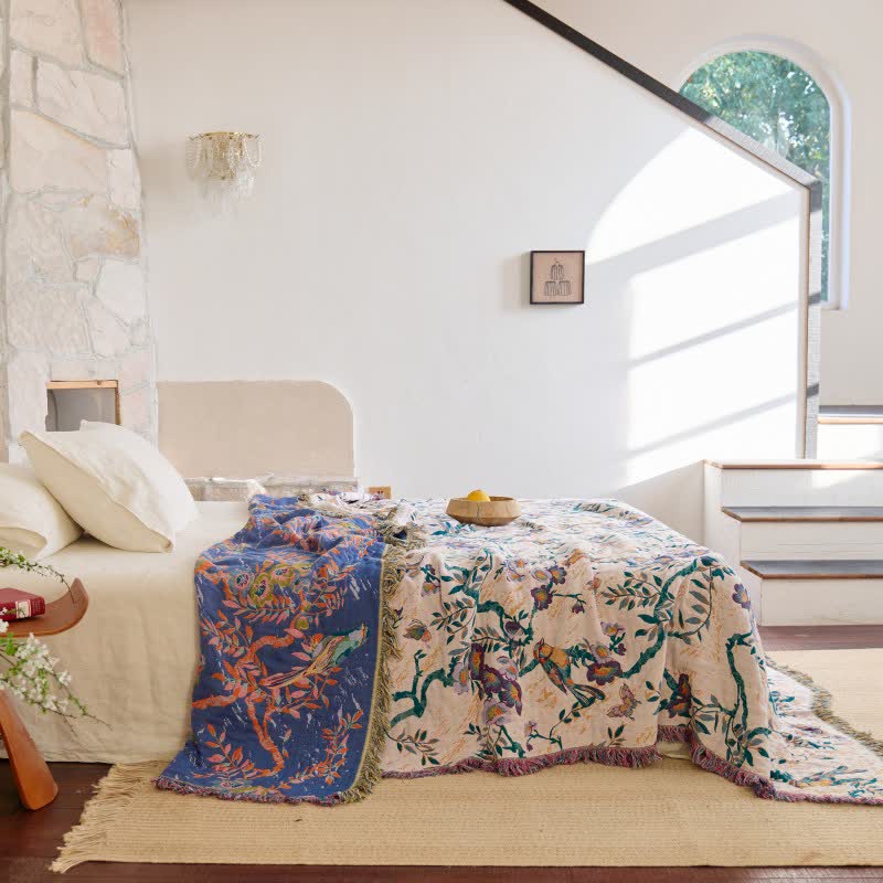 Bird on Branch Cotton Gauze Quilt - image 1