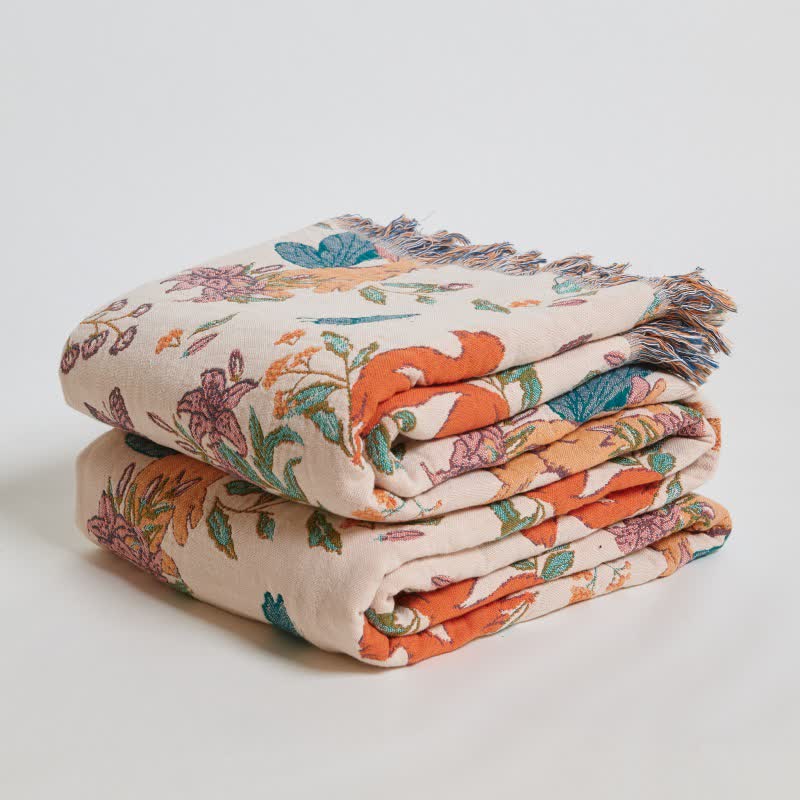 Squirrel Butterfly Floral Cotton Gauze Quilt - image 5