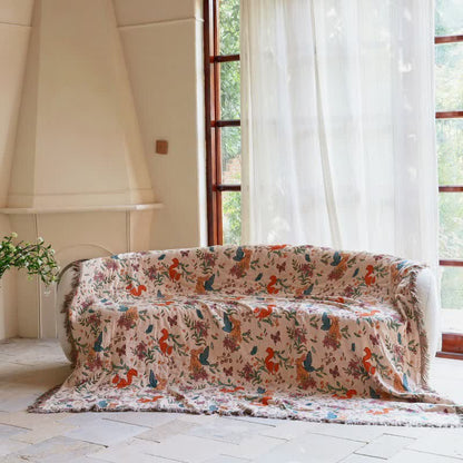 Squirrel Butterfly Floral Cotton Gauze Quilt - image 7