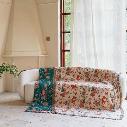 Squirrel Butterfly Floral Cotton Gauze Quilt - image 8