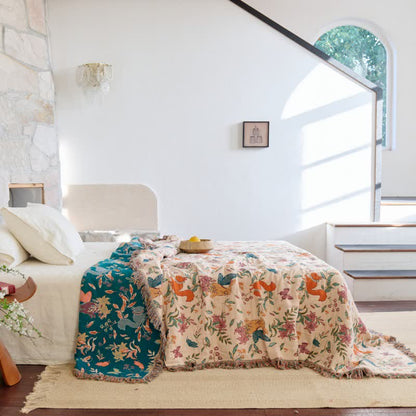 Squirrel Butterfly Floral Cotton Gauze Quilt - image 1