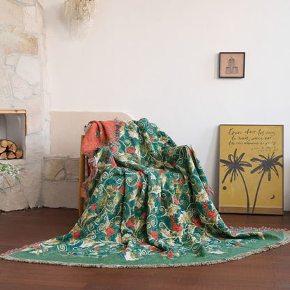 Red Flower Vine Cotton Gauze Quilt - image 6