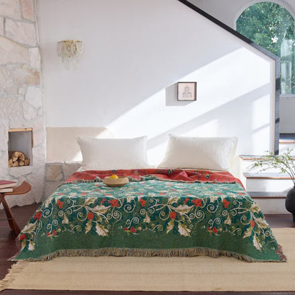 Red Flower Vine Cotton Gauze Quilt - image 2