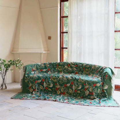 Red Flower Vine Cotton Gauze Quilt - image 7