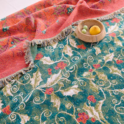 Red Flower Vine Cotton Gauze Quilt - image 9