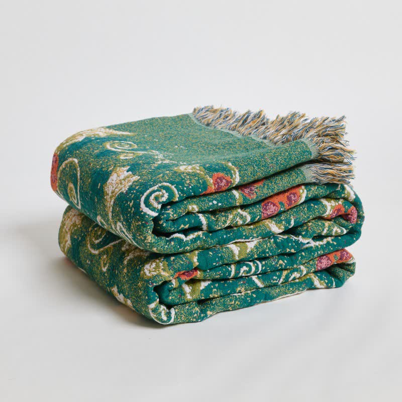 Red Flower Vine Cotton Gauze Quilt - image 5