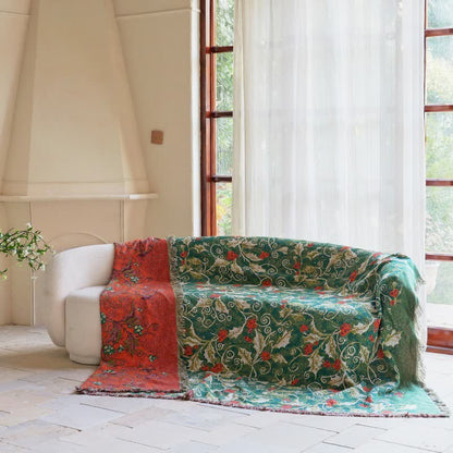 Red Flower Vine Cotton Gauze Quilt - image 8