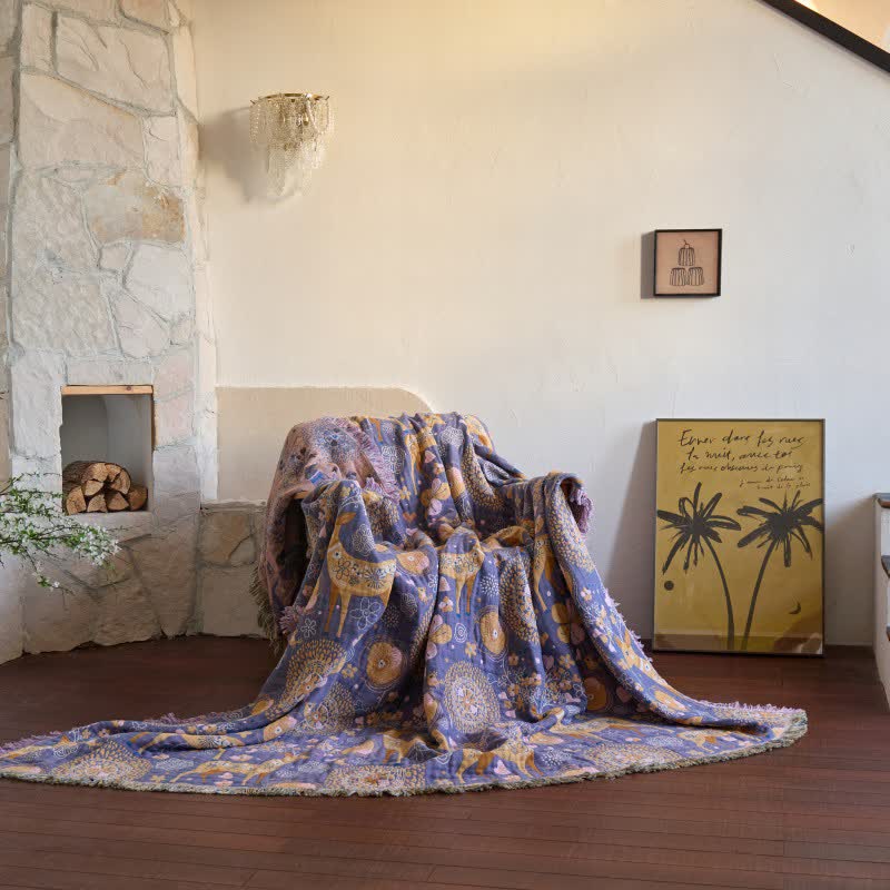 Reversible Floral Deer Cotton Gauze Quilt - image 6