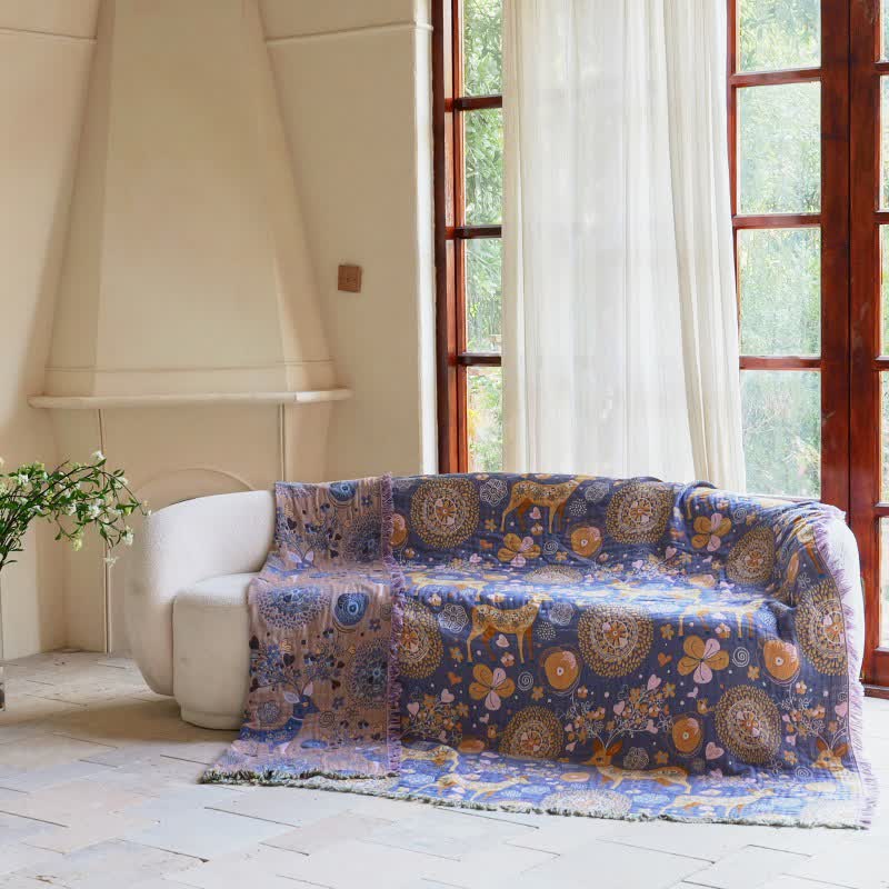 Reversible Floral Deer Cotton Gauze Quilt - image 8