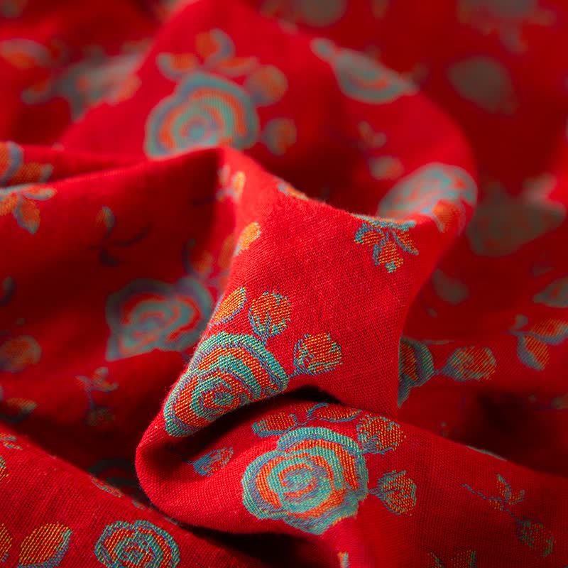 Oriental Vintage Rose Cotton Loungewear Set - image 12