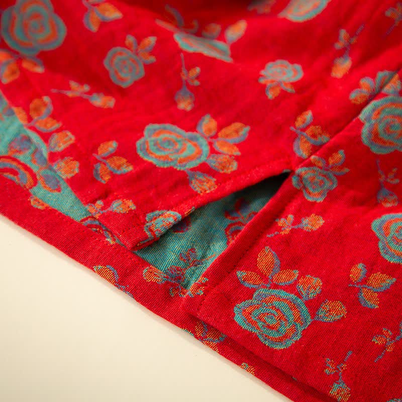 Oriental Vintage Rose Cotton Loungewear Set - image 5