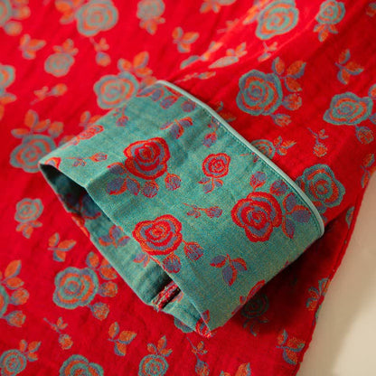 Oriental Vintage Rose Cotton Loungewear Set - image 6