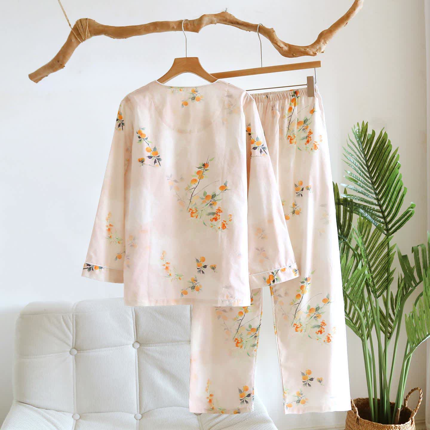 Oriental Yellow Berry Cotton Loungewear Set - image 1