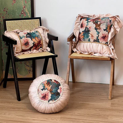 Poppy Floral Throw Pillow with Ruffled Edge - image 0