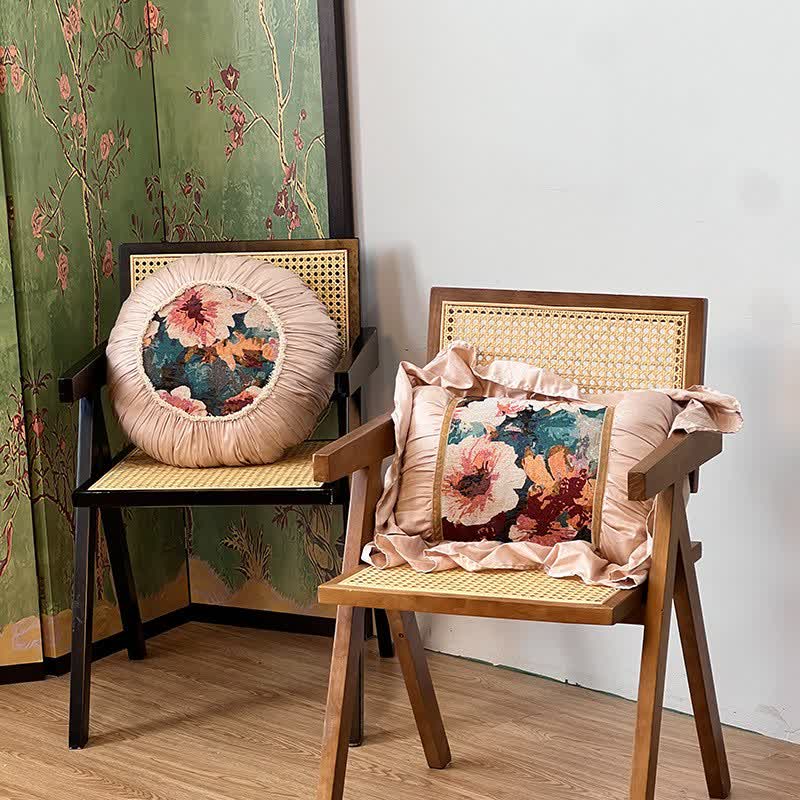 Poppy Floral Throw Pillow with Ruffled Edge - image 2