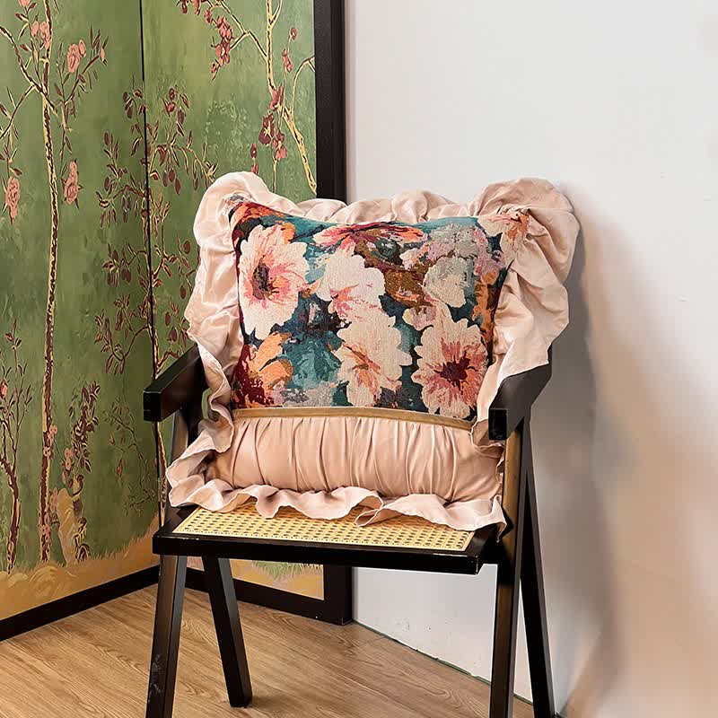 Poppy Floral Throw Pillow with Ruffled Edge - Square - 18" x 18" - image 7