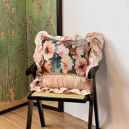 Poppy Floral Throw Pillow with Ruffled Edge - Square - 18" x 18" - image 7