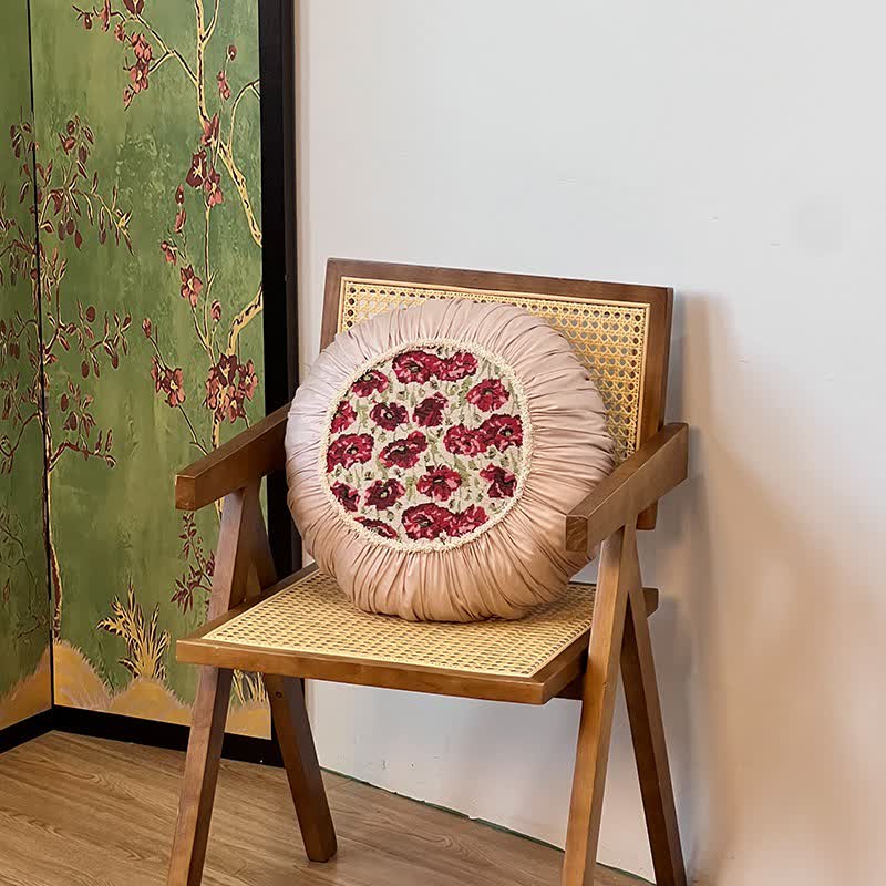 Elegant Floral Throw Pillow with Ruffled Edge - image 9