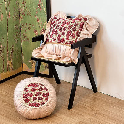 Elegant Floral Throw Pillow with Ruffled Edge - image 3