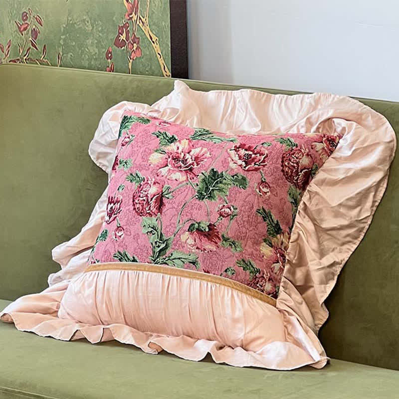 Floral Throw Pillow with Ruffled Edge - Square - 18" x 18" - image 7