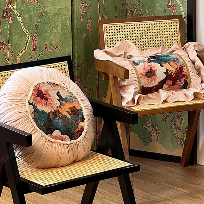 Poppy Floral Throw Pillow with Ruffled Edge - image 6