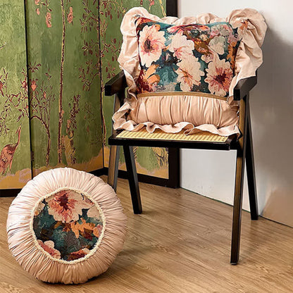 Poppy Floral Throw Pillow with Ruffled Edge - image 4