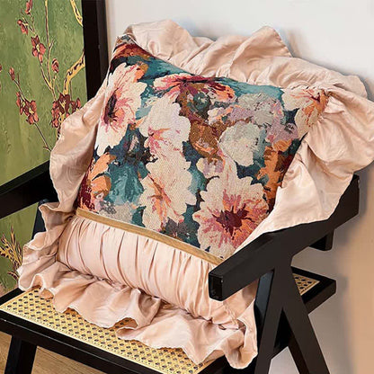 Poppy Floral Throw Pillow with Ruffled Edge - image 8