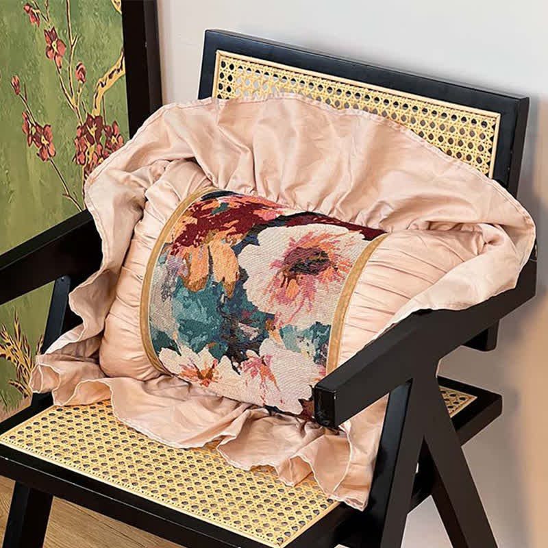 Poppy Floral Throw Pillow with Ruffled Edge - Rectangular - 12" x 19" - image 9