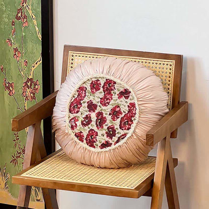 Elegant Floral Throw Pillow with Ruffled Edge - Round - 17" x 17" - image 10