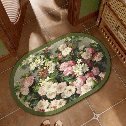 Oil Painting Floral Bath Mat - Dark Green - 23"W x 35"L - image 0