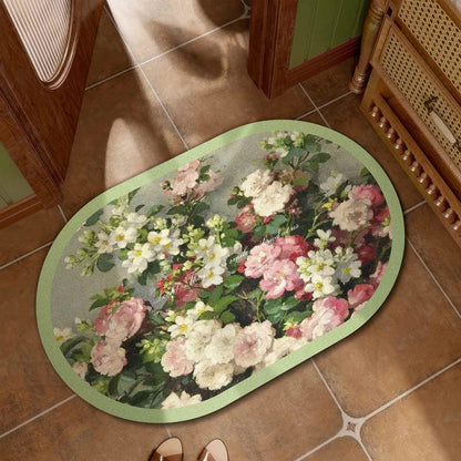 Oil Painting Floral Bath Mat - Light Green - 23"W x 35"L - image 1