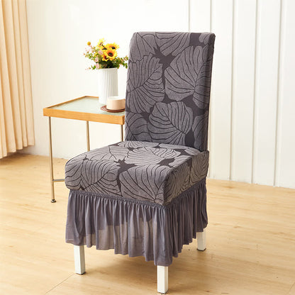 Jacquard Leaf Parsons Chair Slipcover - Dark Gray - 6PCS - One Size - image 8