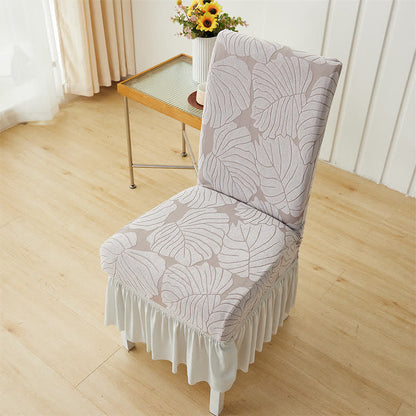 Jacquard Leaf Parsons Chair Slipcover - Silver - 6PCS - One Size - image 14