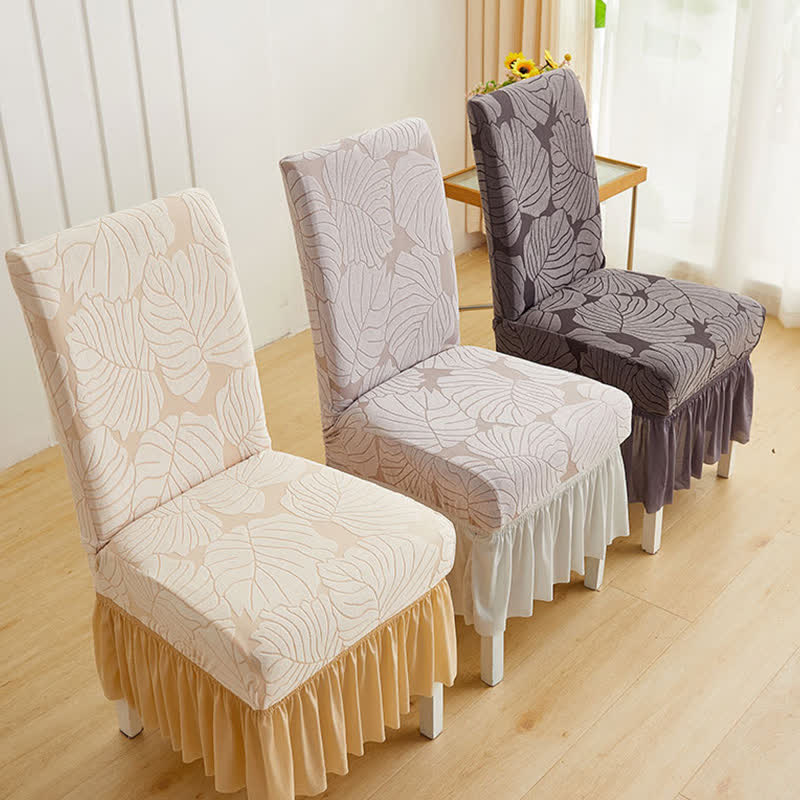 Jacquard Leaf Parsons Chair Slipcover - image 3