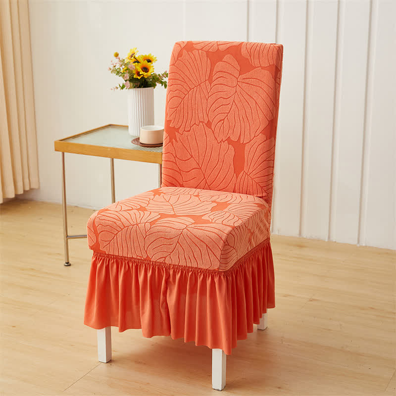 Jacquard Leaf Parsons Chair Slipcover - Orange - 6PCS - One Size - image 10