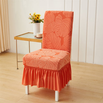 Jacquard Leaf Parsons Chair Slipcover - Orange - 6PCS - One Size - image 10