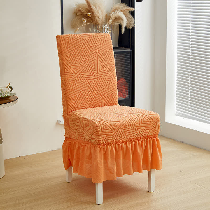 Geometric Elastic Stretch Dining Chair Cover - Orange - 6PCS - One size - image 4