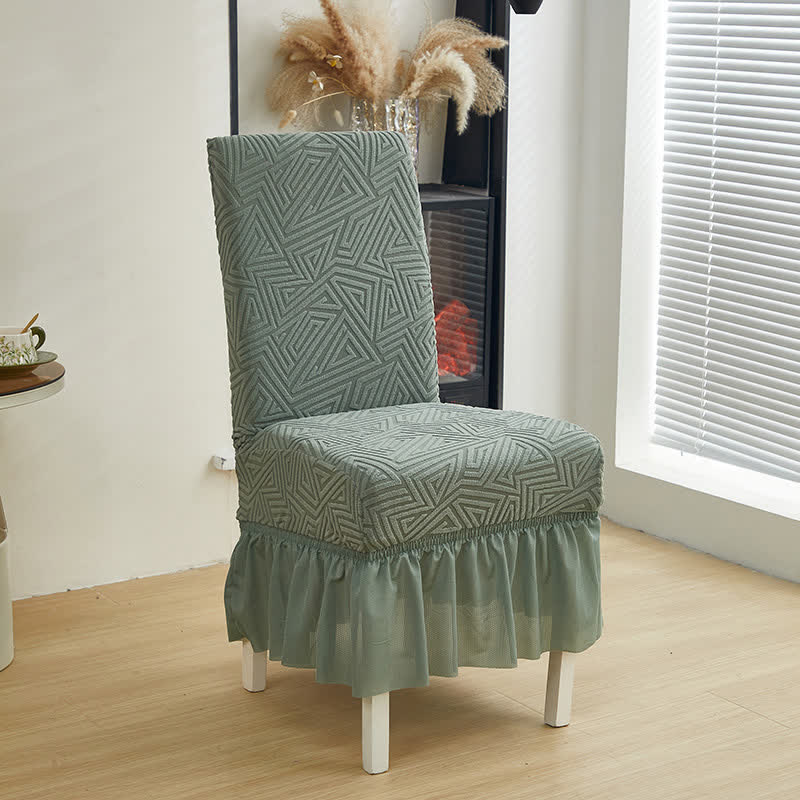 Geometric Elastic Stretch Dining Chair Cover - Sage Green - 6PCS - One size - image 15