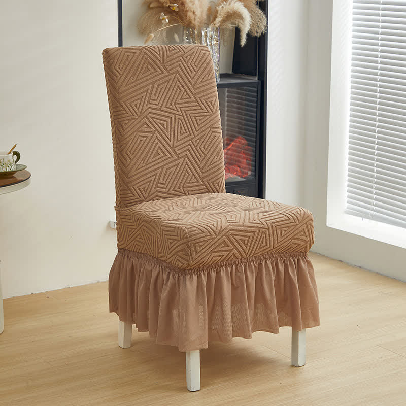 Geometric Elastic Stretch Dining Chair Cover - Camel - 6PCS - One size - image 14