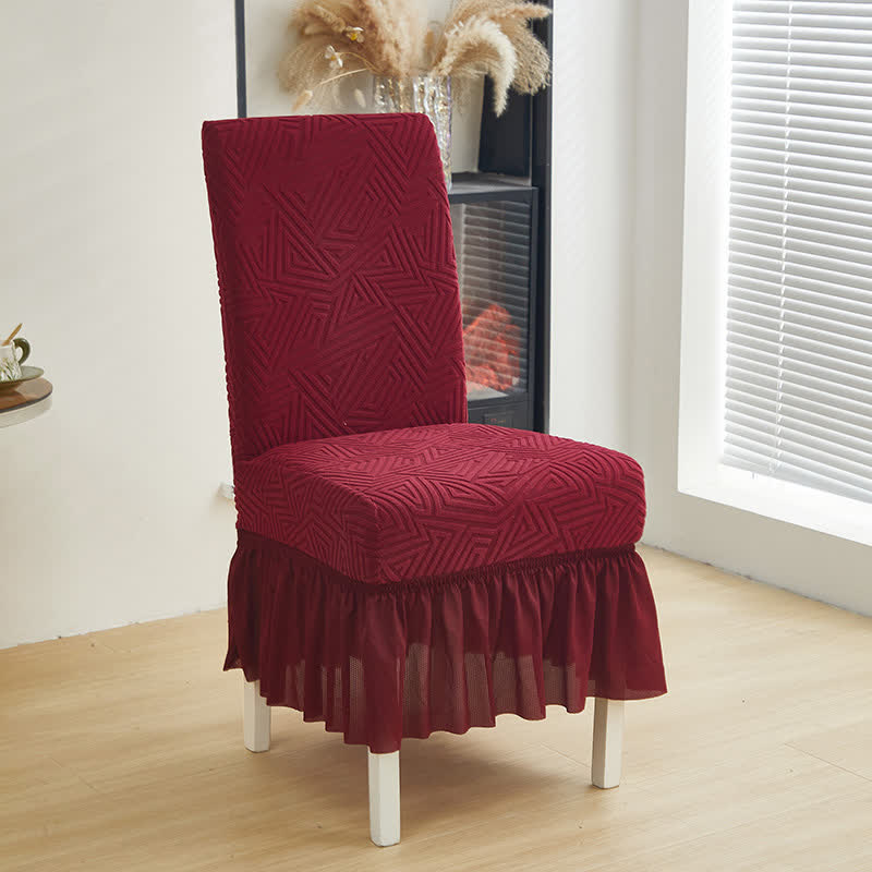 Geometric Elastic Stretch Dining Chair Cover - Wine - 6PCS - One size - image 11