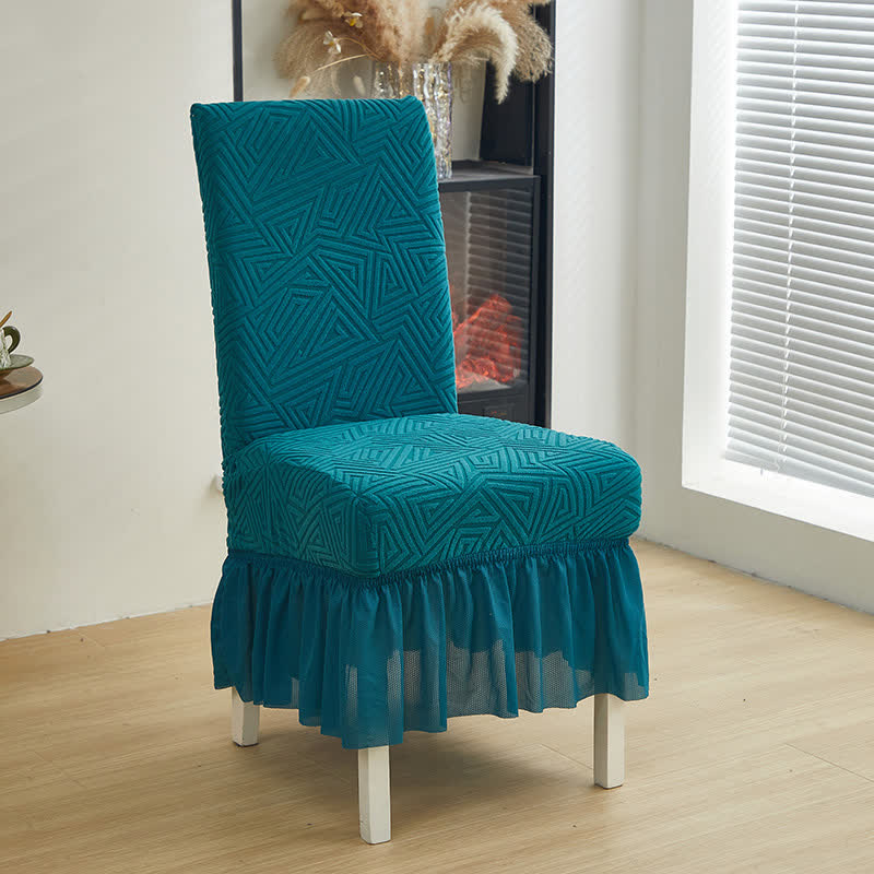 Geometric Elastic Stretch Dining Chair Cover - Blue Green - 6PCS - One size - image 9
