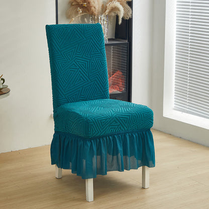 Geometric Elastic Stretch Dining Chair Cover - Blue Green - 6PCS - One size - image 9