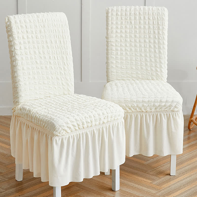 Seersucker Stretch Chair Cover with Ruffle Skirt - image 2