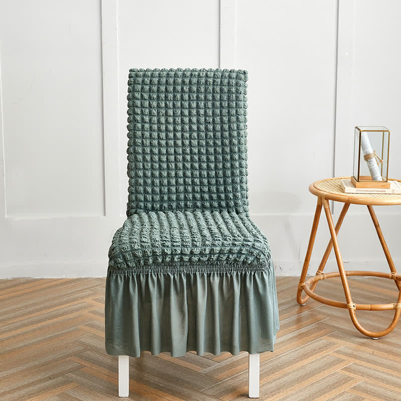 Seersucker Stretch Chair Cover with Ruffle Skirt - Sage Green - 6PCS - One size - image 14