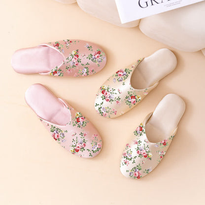 Retro Peony Print House Slippers - image 2
