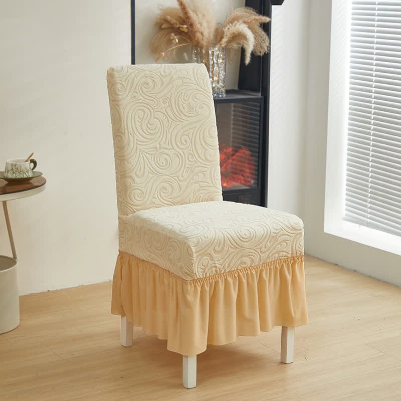 Universal Stretch Jacquard Dining Chair Cover - Beige - 6PCS - One size - image 3