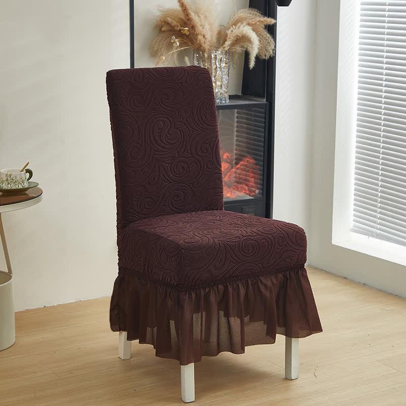 Universal Stretch Jacquard Dining Chair Cover - Coffee - 6PCS - One size - image 10