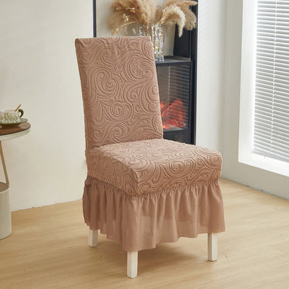 Universal Stretch Jacquard Dining Chair Cover - Camel - 6PCS - One size - image 9