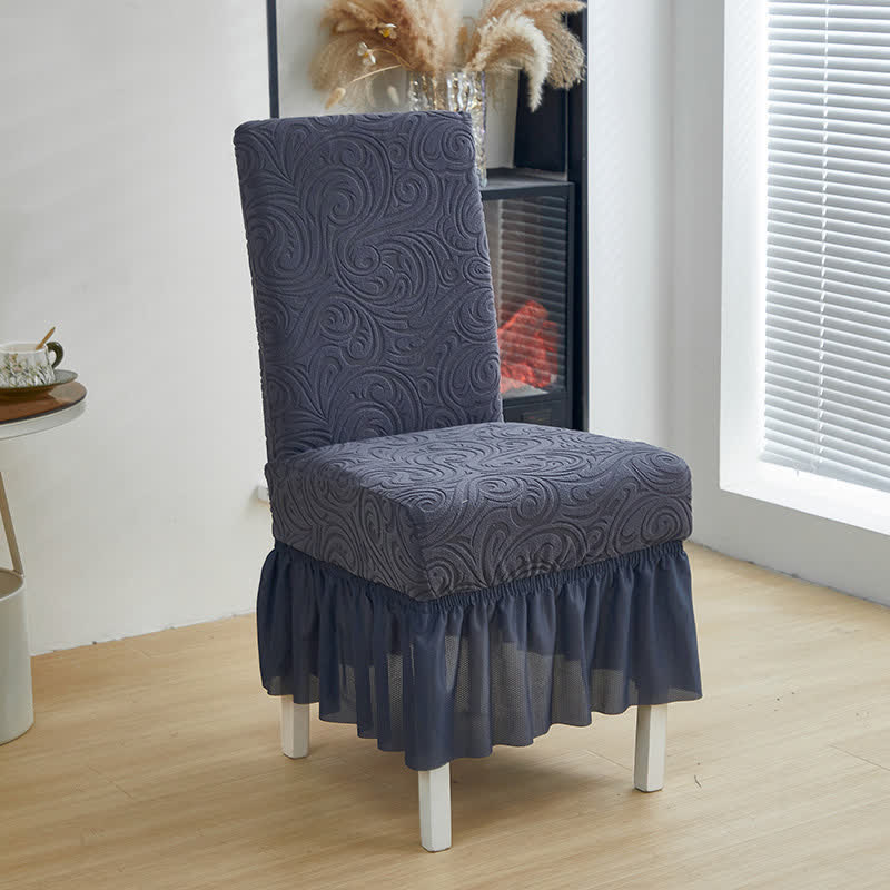 Universal Stretch Jacquard Dining Chair Cover - Gray - 6PCS - One size - image 12