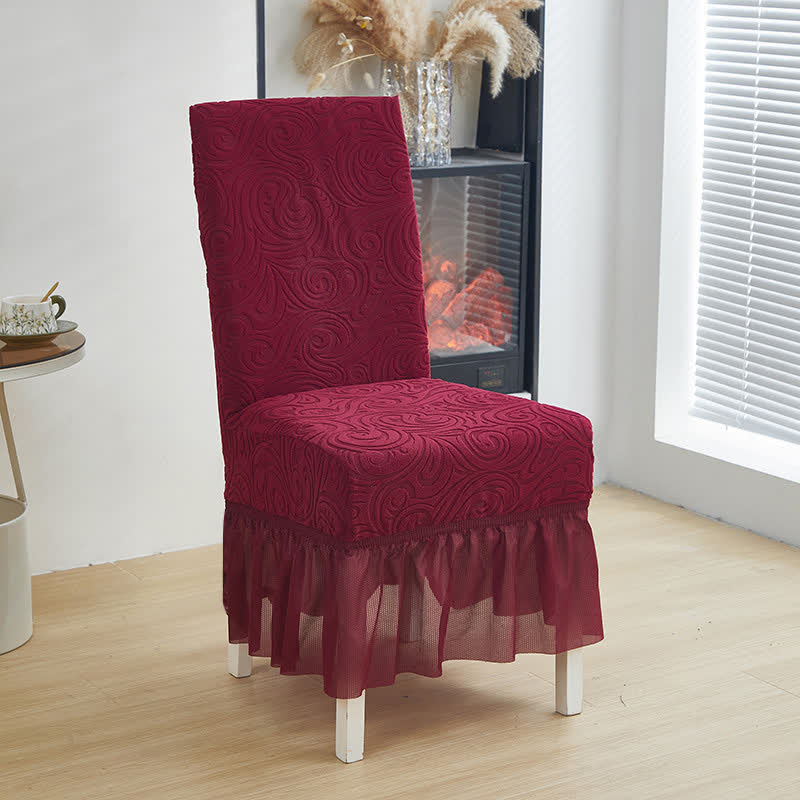 Universal Stretch Jacquard Dining Chair Cover - Wine - 6PCS - One size - image 13